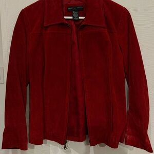 Geoffrey Beene Women's Vibrant Red Leather Blazer